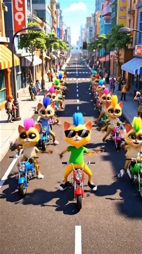 Cat Parade Party! Tiny Motorbike Cats Dance Together!