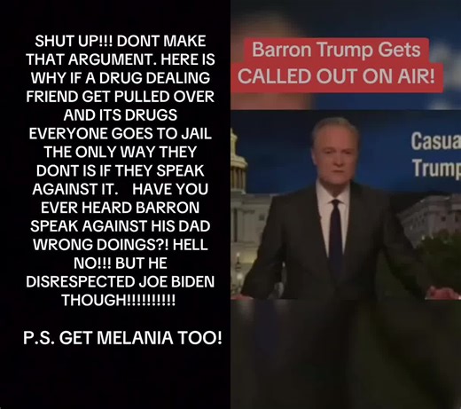 #duet with @Focus On USA #barrontrump SHUT UP!!! DONT MAKE THAT ARGUMENT. HERE IS WHY IF A DRUG DEALING FRIEND GET PULLED OVER AND ITS DRUGS EVERYONE GOES TO JAIL THE ONLY WAY THEY DONT IS IF THEY SPEAK AGAINST IT. HAVE YOU EVER HEARD BARRON SPEAK AGAINST HIS DAD WRONG DOINGS?! HELL NO!!! BUT HE DISRESPECTED JOE BIDEN THOUGH!!!!!!!!!!