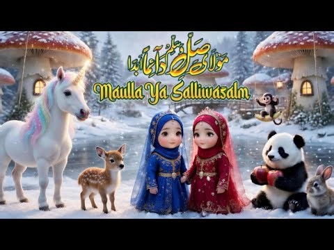 Maula Ya Salli Wa Sallim Baby Islamic Naat 🌙 Hasbi Rabbi Jallallah Kids Cartoon Nasheed Allah Hoo