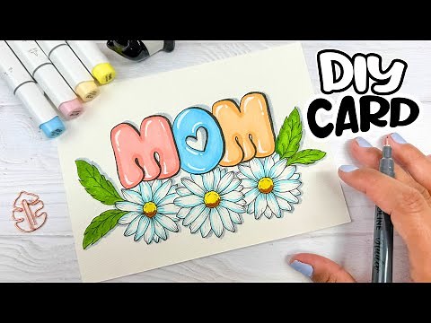 Easy DIY Mother’s Day Card with Bubble Lettering and Flower Doodles