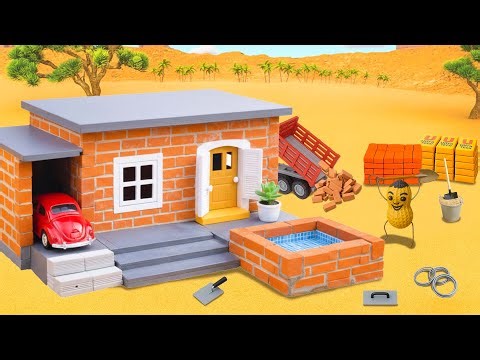 DIY Construction Science Project – Building a Modern Mini Brick House with Garage & Storage Area