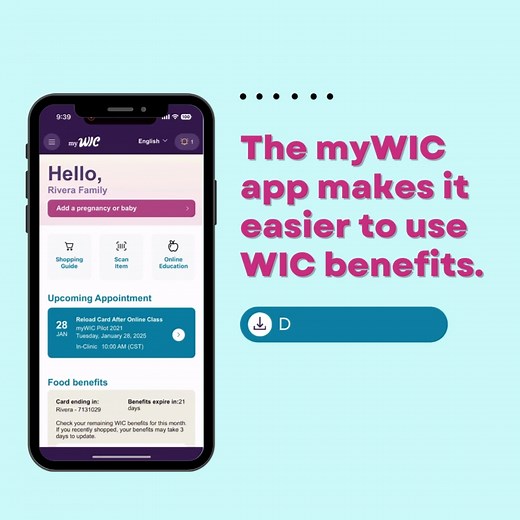 Moms are always on the go! 💪 The myWIC app is here to help make life a little easier. 📱 With the shopping guide and scanner, you can use myWIC while in the store to scan items and see if they are WIC-approved and available with your benefits. The myWIC app also allows you to manage appointments, view food benefits, access nutrition education and more! Use the myWIC app to get the most out of WIC. Download today! | Texas Health and Human Services Commission
