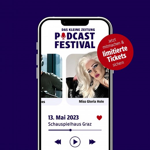 Wir holen eure liebsten Podcaster:innen live auf die Bühne - und zwar beim ersten Podcast Festival in Graz! Was und wen man dort hört? True Crime mit dem Kleine Zeitung Podcast „delikt“, Science mit Science Buster Martin Moder, Feminismus, Gesellschaft und natürlich extra viel Entertainment - unter anderem mit Drama Carbonara - und vielen mehr! Alle Infos und Tickets gibt's unter www.kleinezeitung.at/podcastfestival | Kleine Zeitung