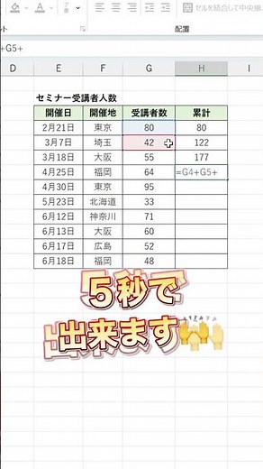 ☆累計を算出する方法！#excel #エクセル #エクセル初心者 #仕事術 #shorts