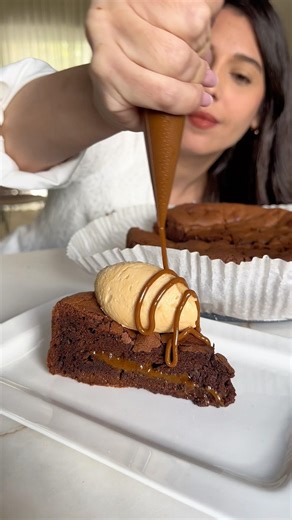 Chocolate fudge cake with a milk jam core, kosher for Passover