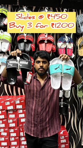 Shoezone on Instagram: "Premium Slides Arrived💥 Price: 450 & Buy 3 for 1200 Size: 6 to 10 Models: Mixed DM for online orders, Contact. 9150356264 📍. 87 washer varadappa street, new washermenpet, ch-81"