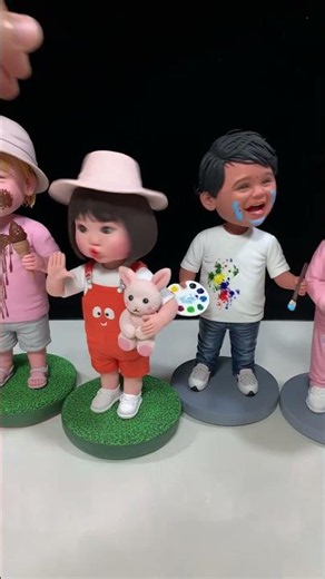 Handmade Clay Bobbleheads Bursting with Happy Vibes