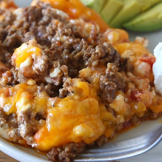 14K views · 159 reactions | This easy Keto Taco Casserole recipe has only 5 ingredients and a 5 minute prep time. It is a lifesaver on busy weeknights. Ground meat combined with a creamy salsa sauce and plenty of cheese makes the perfect base for your favorite toppings. Get the full recipe >>> https://joyfilledeats.com/taco-casserole/ | Joy Filled Eats - Keto, Low Carb, & THM Recipes | Facebook