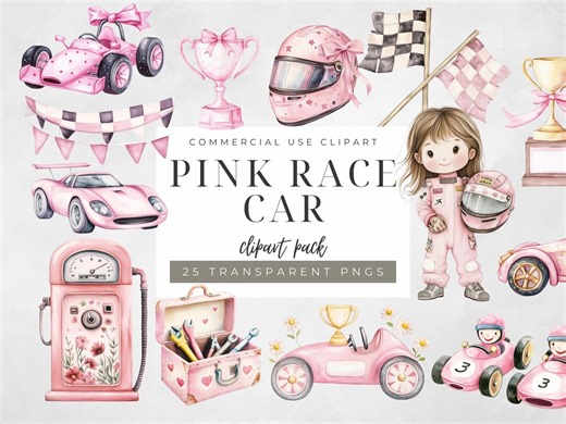 Pink Race Car Watercolor Clipart: Pastel Racing Theme (PNG Digital Download) - Etsy Australia