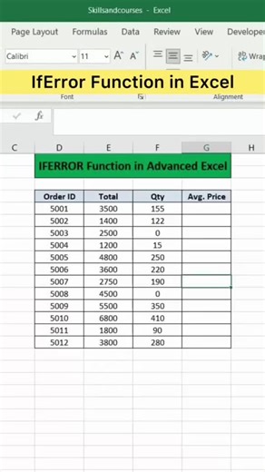 IfError Function in Advanced Excel | 350 Excel Formulas #4 #1000excelformula #Num #excel #exceltips #exceltutorial #excelpro #skillsandcourses #excelformulas #advancedexcel