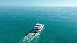 Power Catamaran Cruising Alone Shallow Clear Stock Footage Video (100% Royalty-free) 1068648788 | Shutterstock