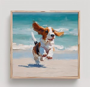 Basset Hound Puppy Print Impasto Oil Painting Style - Etsy