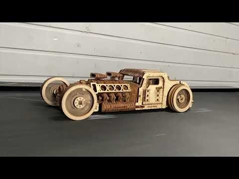 Wooden car Drag. DIY Hot Rod Top Speed Test