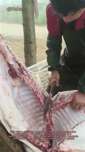 Traditional Butcher Splits Hog with One Perfect Cut | Old School Meat Processing