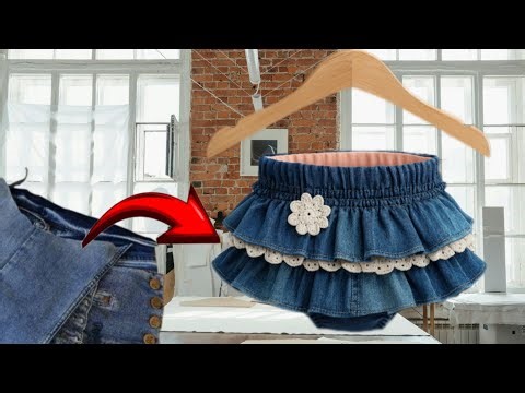 ⛔ “Don’t Throw Away Your Old Jeans! 😱✨ Turn Them into a Cute Kids Skirt 👗💙”