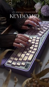 💜 StarAlice Ergonomic Aluminum Anodized Mechanical Custom Keyboard & Wristrest 💜 #0253 Pearl Shade Purple Keycaps link in bio 💜 @unikeyboardsofficial MMD PRINCESS LINEAR V2 SWITCH FACTORY LUBED EDITION link in bio 7% off code: strawberryjam . . . . Is this your vibe? Getting addicted to keebs tapping sounds. Crazy obsessive satisfying keebs. #asmr #mechanicalkeyboards #keyboard #customkeyboard keycaps | Xiao Guo