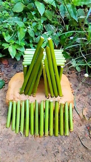 Mini Bamboo House 🌿 | Tiny Bamboo Hut Craft #shorts #diy #bamboocraft
