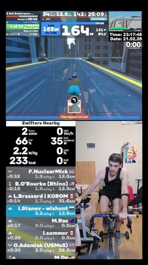 Zwift Cycling Workout Short 21.02.2026 zs #zwift #cycling #indoor #trainer #roadbike #mtb #cardio