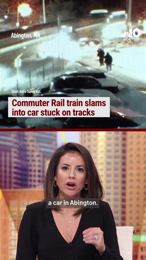 A commuter rail train hit a car left on the tracks in Abington after the driver exited. Luckily, no one was injured. #nbc10boston #massachusetts #news #video #fyp