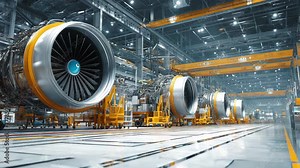 Advanced manufacturing of aircraft engines takes place in a high tech facility showcasing precision and innovation