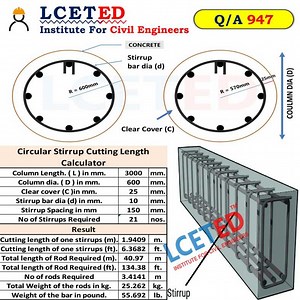 Calculator for circular stirrups | Calculator for Cutting Length of Stirrups - Lceted
