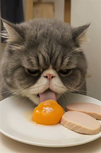 Cat eating eggs #cat #catcute #cuteanimal