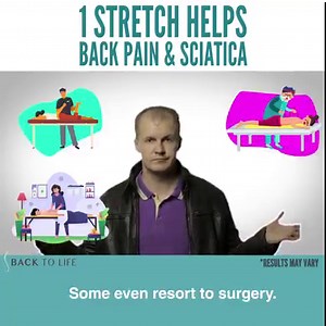 3.2K views · 35 reactions | 1 Simple stretch may relieve severe Back Pain and Sciatica without having to leave the house. Presenting this simple, at-home 30 second stretch that can safely help relieve back pain:  https://smarturl.it/BackPainStretch  | Emily Lark - Back to Life | Facebook