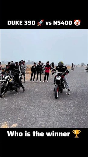 DUKE 390 🚀 vs NS 400 🤡 Drag Race 🏍️ Who is the winner 🏆 #rider #dragrace #duke390 #ns400 #shorts