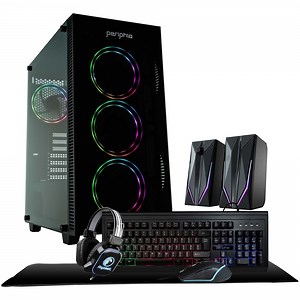 Periphio Terra Gaming PC Desktop Bundle, AMD Ryzen 5 with Vega Graphics for 1080p PC Gaming, 16GB RAM, 1TB NVMe Storage, Windows 11 Gaming Computer