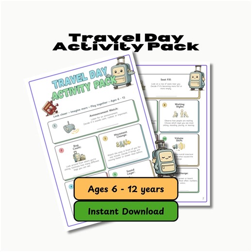 Travel Day Activity Pack for Kids | Airport & Train Waiting Game | Screen-free | Ages 6–12 - Etsy