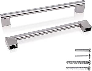 Knobonly 30 Pack Satin Nickel Finish Cabinet Pulls-7-1/2in Hole to Hole, Stainless Steel Boss Bar Kitchen Cabinet Handles and Knobs|Bedroom Closet Durable Modern Pulls