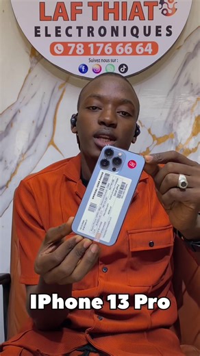 📱 iPhone 13 Pro – 128 Go (État Nickel) Profitez de la puissance pro avec ce magnifique iPhone 13 Pro, alliant élégance et performances incroyables. 🚀 • 💾 Mémoire : 128 Go • 📸 Appareil Photo : Système Pro (Ultra grand-angle, Grand-angle et Téléobjectif) avec mode Cinématique et Macro. • 🔋 Batterie : Excellente autonomie pour tenir toute la journée. • ⚡ Puce : A15 Bionic, ultra rapide pour les jeux et le multitâche. 📍 Pikine tally boumak devant l’école 6 📞78 176 66 64