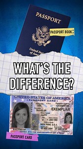 Do you know the difference between a passport book and a passport card? A passport book is required for all international flights. A passport card can be used for crossing the land border with Mexico and Canada. Both meet the REAL ID requirement for domestic flights, and you can apply for both on the same passport application. Learn more at travel.state.gov/passportcard | U.S. Department of State: Consular Affairs