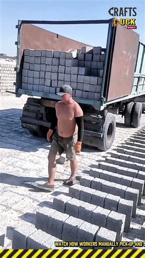 Concrete Block Loading Work Skills: Manual Truck Packing Process #dailywork