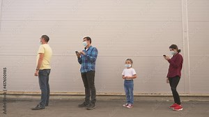 group of people maintains social distance. avoid infection with new virus. Distance between people in meters. Avoid getting the virus in humans with social distance