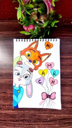 Simple Front Page Idea: March Sketchbook 💐🌿#shorts #diy #trending #shortsfeed #viral #youtube #art