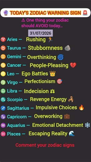 ⚠️ Every zodiac sign has one thing to AVOID today. Find your sign, protect your energy.#viral#shorts