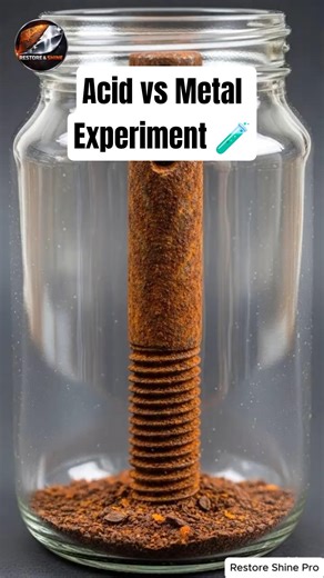 Rust Dissolving Pitted Set Screw in Glass Jar #rustremoval #cleaning #satisfying #trending
