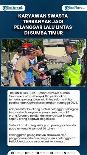 Karyawan Swasta Terbanyak Jadi Pelanggar Lalu Lintas di Sumba Timur