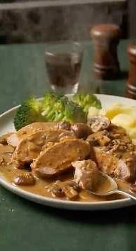 Pork Tenderloin in Marsala Cream Sauce with Mushrooms and Shallots
