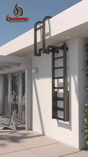 1.7M views · 6.8K reactions | “Smart, sturdy, and space-saving!  Crown Steel Company proudly presents this folding staircase, designed for easy and safe access to rooftop water tanks. Strong in build, sleek in design – made to last. ✨  +91-9760505110WhatsApp : +91-9557369618#Fabrication #StaircaseDesign #CreativeFabrication #SteelWork #Innovation #CrownSteel #FabricationExcellence” | Crown Steel Welding & Fabricating | Facebook