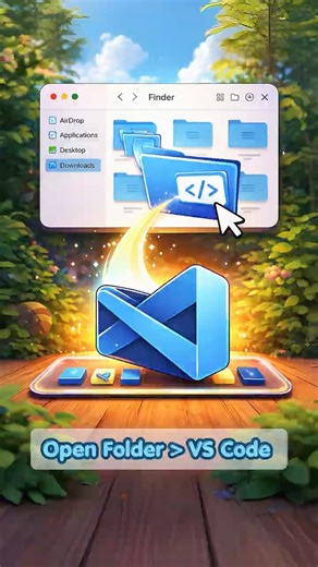 Cara cepat buka folder ke VS Code, langsung dari Finder, tanpa terminal 🖥️ #vscode #mactips #finder