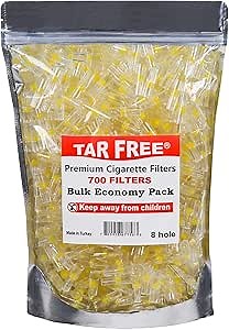 Disposable Cigarette Filters - 350,700 Piece Bulk Cigarette Filter Pack - Easy to Use Smoking Filters - GMP Certified Safe - Reusable Up to 6 Times -Tar Filters in Resealable Bag (700 Count)