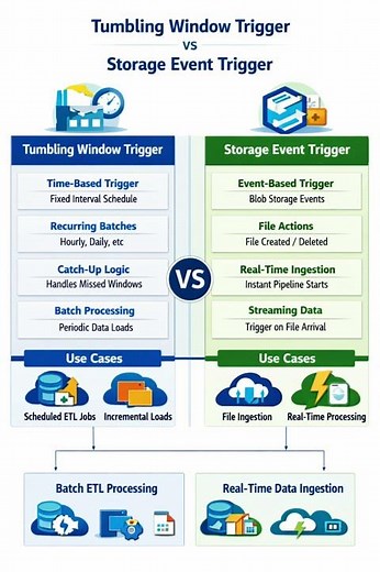 Tumbling Window Trigger vs Storage Event Trigger.