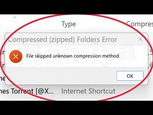 Pc Fix File skipped unknown compression method Problem || Compressed zipped Folders error password