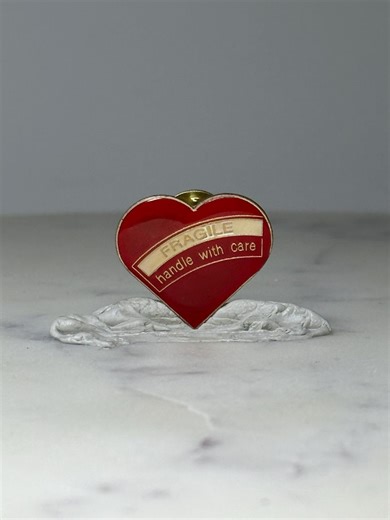 Vintage Heart Enamel Lapel Pin: Red Gold Tone - Fragile Theme Accessory - Etsy
