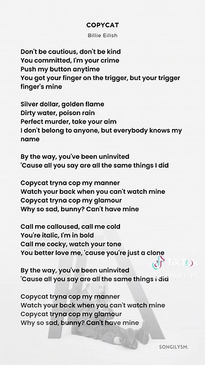 Billie Eilish - Copycat Lyrics Video