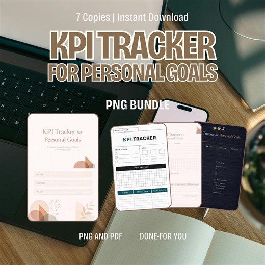 Personal KPI (key Performance Indicator) Tracker, Goal Setting Planner, Monthly Metric Log, Habit Tracker, PDF, PNG. - Etsy Canada