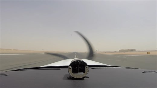 Takeoff from Aswan Egypt during a solo flight around the world