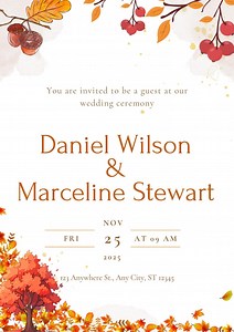Rustic Autumn Wedding Invitation Template | Editable Canva (PDF) - Etsy Canada